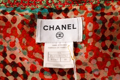 Lot 25 - Chanel Red Boucle Jacket and Top Set - Size 40