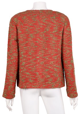 Lot 25 - Chanel Red Boucle Jacket and Top Set - Size 40