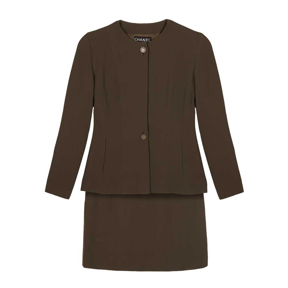 Lot 97 - Chanel Khaki Crepe CC Skirt Suit