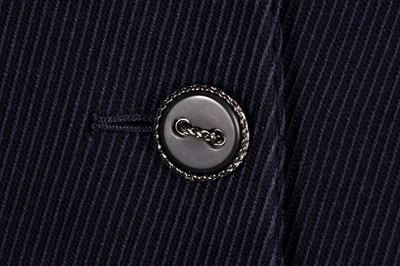 Lot 94 - Chanel Navy Cotton Ribbed Jacket - Size 40