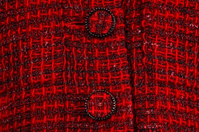 Lot 44 - Chanel Red Wool Boucle Cropped Jacket - Size 40