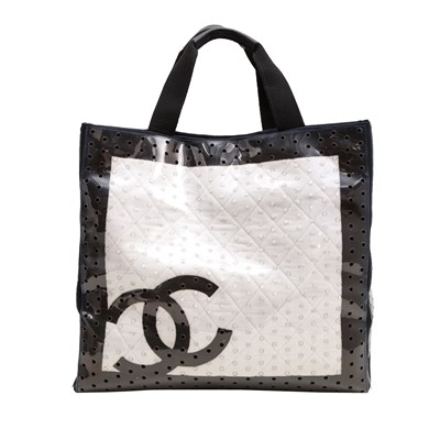 Lot 215 - Chanel Navy CC Perforated Beach Tote