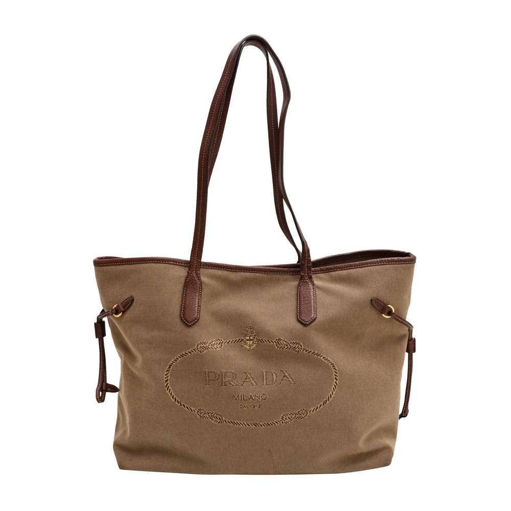 Lot 106 - Prada Brown Logo Canvas Shopper Tote