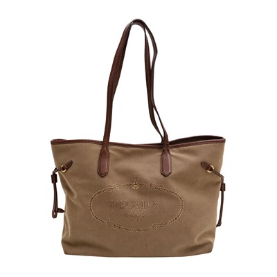 Lot 106 - Prada Brown Logo Canvas Shopper Tote