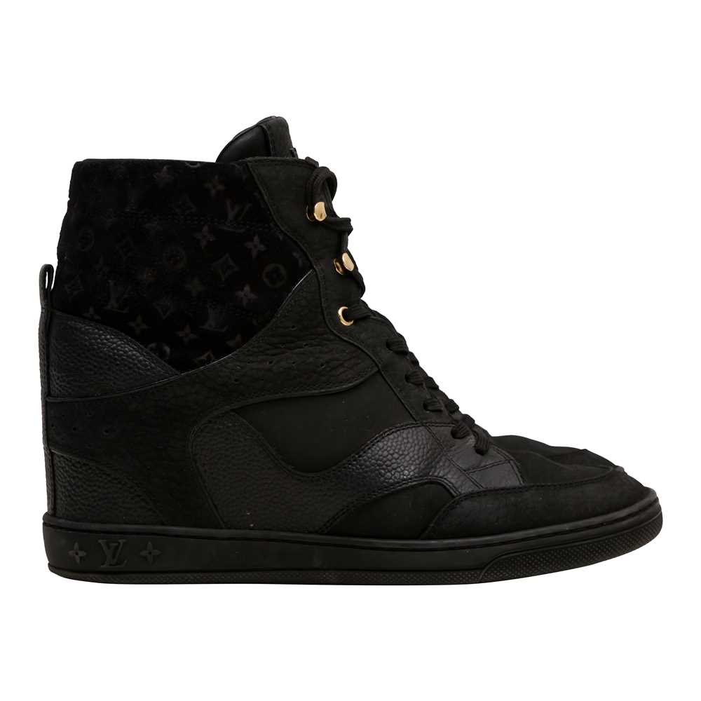 Lot 176 - Louis Vuitton Black Clifftop Wedge Sneaker - Size 38.5
