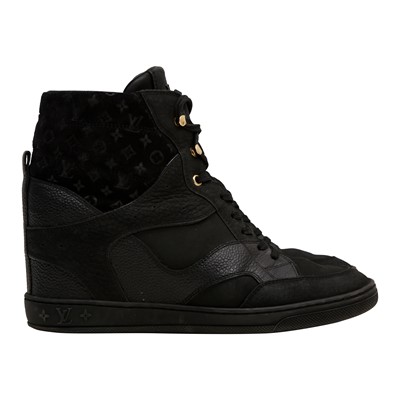 Lot 176 - Louis Vuitton Black Clifftop Wedge Sneaker - Size 38.5