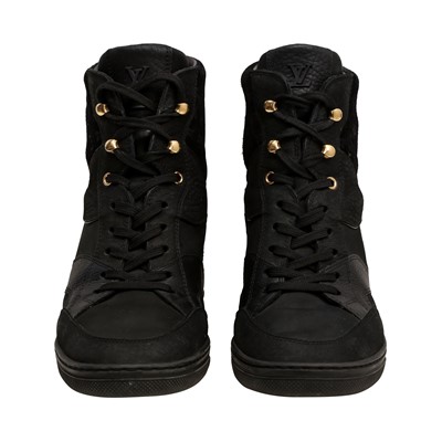 Lot 176 - Louis Vuitton Black Clifftop Wedge Sneaker - Size 38.5