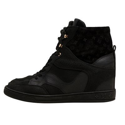 Lot 176 - Louis Vuitton Black Clifftop Wedge Sneaker - Size 38.5