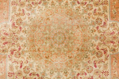 Lot 73 - AN EXTREMELY FINE SIGNED SILK QUM RUG, CENTRAL PERSIA