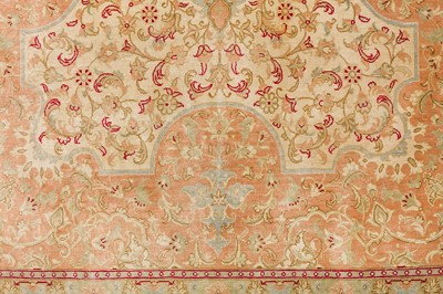 Lot 73 - AN EXTREMELY FINE SIGNED SILK QUM RUG, CENTRAL PERSIA