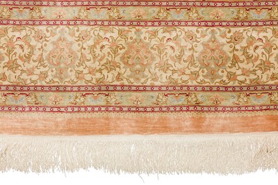 Lot 73 - AN EXTREMELY FINE SIGNED SILK QUM RUG, CENTRAL PERSIA
