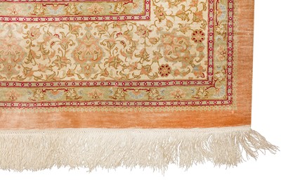 Lot 73 - AN EXTREMELY FINE SIGNED SILK QUM RUG, CENTRAL PERSIA
