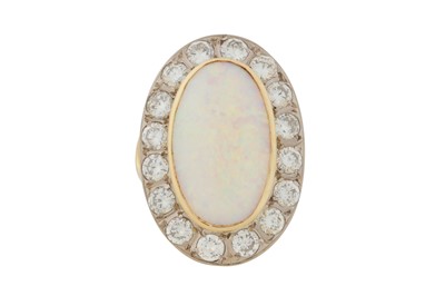 Lot 229 - AN OPAL AND DIAMOND CLUSTER RING