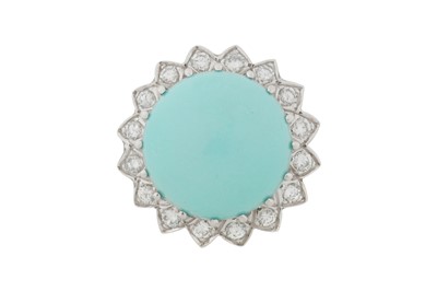 Lot 253 - A COMPOSITE TURQUOISE AND DIAMOND RING