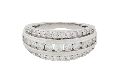 Lot 251 - A DIAMOND THREE-ROW RING