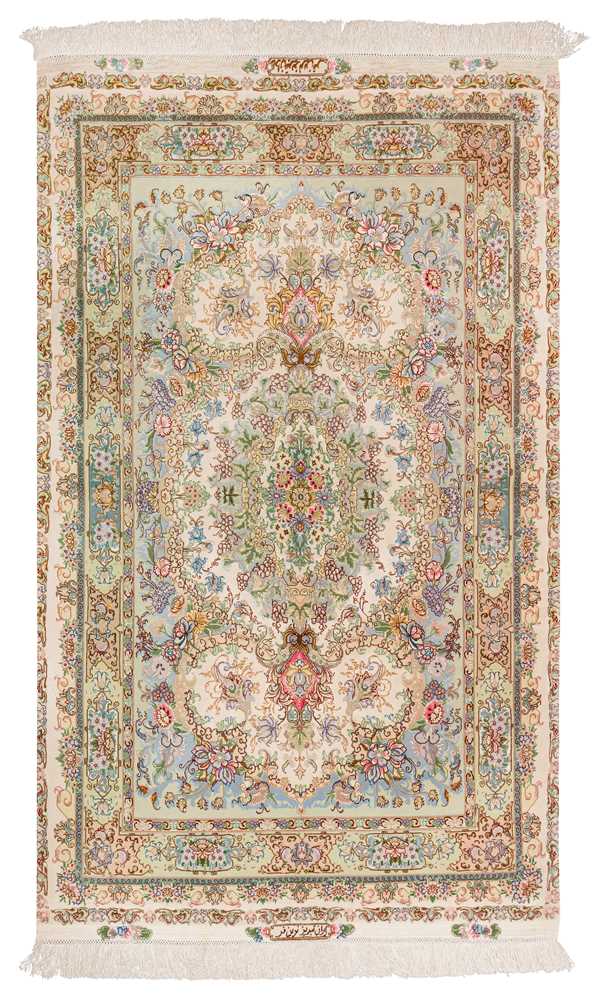 Lot 2 - AN EXTREMELY FINE PART SILK TABRIZ RUG, NORTH-WEST PERSIA