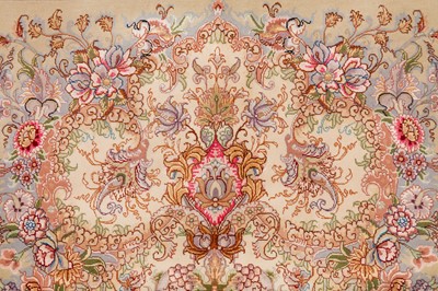 Lot 24 - A FINE PART SILK TABRIZ RUG, NORTH-WEST PERSIA