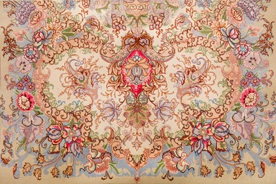 Lot 24 - A FINE PART SILK TABRIZ RUG, NORTH-WEST PERSIA