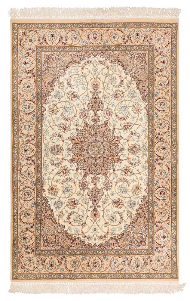 Lot 18 - A VERY FINE PART SILK ISFAHAN RUG, CENTRAL PERSIA