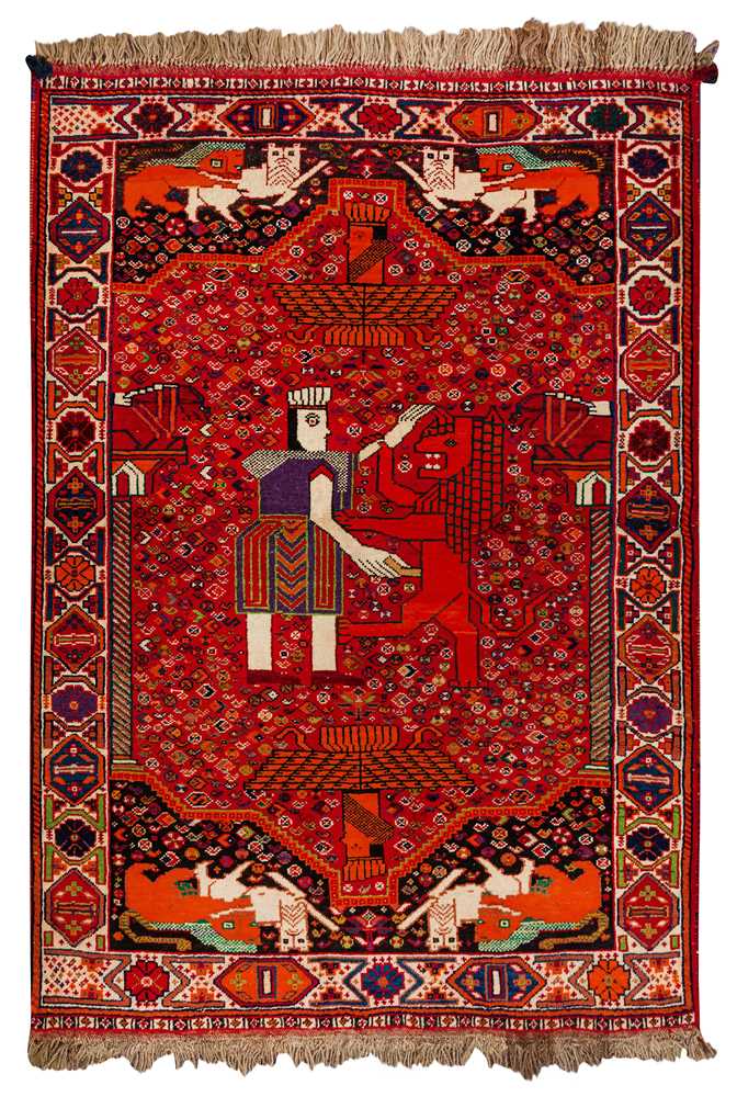 Lot 54 - A FINE PICTORIAL QASHQAI RUG, SOUTH-WEST PERSIA