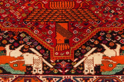 Lot 54 - A FINE PICTORIAL QASHQAI RUG, SOUTH-WEST PERSIA