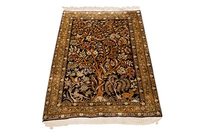 Lot 10 - A VERY FINE SILK QUM RUG, CENTRAL PERSIA
