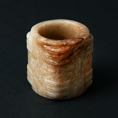 Lot 576 - A Chinese archaistic jade 'cong' carving, Qing dynasty
