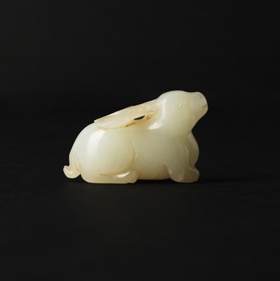 Lot 131 - A Chinese celadon jade 'rabbit' group, Qing dynasty
