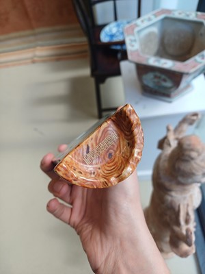 Lot 511 - A Chinese celadon glazed and faux-bois 'chilong' wall vase, 19th/20th century