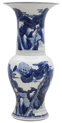 Lot 38 - A CHINESE BLUE AND WHITE 'DEER AND CRANES' PHOENIX-TAIL VASE