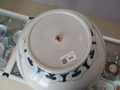 Lot 434 - A LARGE KOREAN BLUE AND WHITE 'LANDSCAPE' VASE