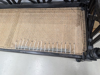 Lot 39 - An early 19th century Ceylon (Sri Lanka) carved and caned ebony sofa