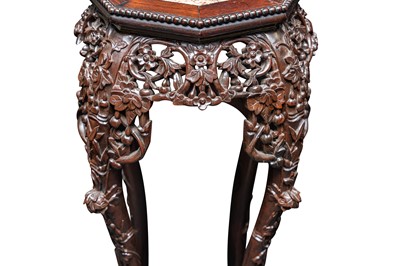 Lot 78 - A PAIR OF CHINESE HARDWOOD JARDINIERE STANDS, LATE 19TH/EARLY 20TH CENTURY