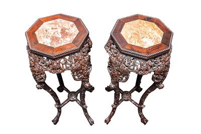 Lot 78 - A PAIR OF CHINESE HARDWOOD JARDINIERE STANDS, LATE 19TH/EARLY 20TH CENTURY