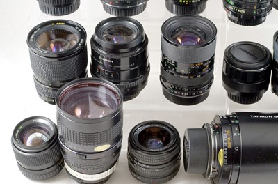 Lot 443 - Large Lens Collection. Tamron 500mm Mirror, Canon FD, Minolta etc.