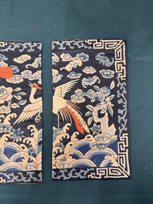 Lot 135 - TWO CHINESE SILK EMBROIDERED RANK BADGES, BUZI