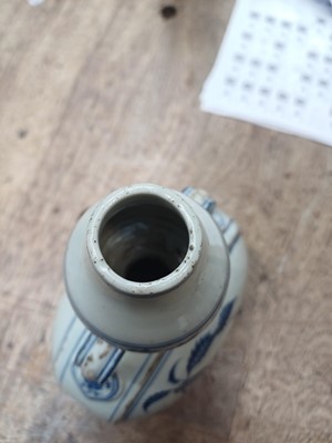 Lot 52 - A CHINESE MING-STYLE BLUE AND WHITE PILGRIM FLASK