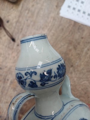 Lot 52 - A CHINESE MING-STYLE BLUE AND WHITE PILGRIM FLASK