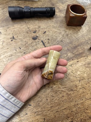 Lot 92 - THREE CHINESE ARCHAISTIC JADE CARVINGS