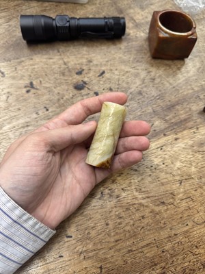 Lot 92 - THREE CHINESE ARCHAISTIC JADE CARVINGS