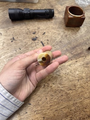 Lot 92 - THREE CHINESE ARCHAISTIC JADE CARVINGS