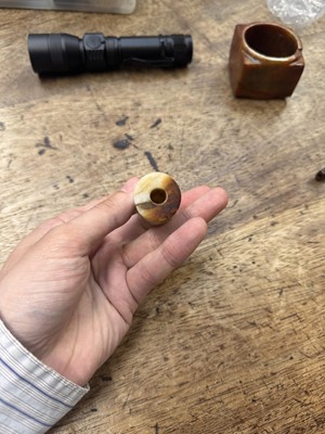 Lot 92 - THREE CHINESE ARCHAISTIC JADE CARVINGS