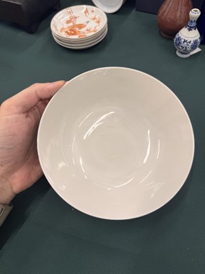 Lot 567 - FOUR CHINESE BLUE-GROUND 'DRAGON' BOWLS