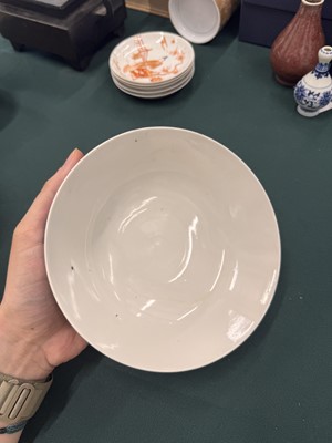 Lot 567 - FOUR CHINESE BLUE-GROUND 'DRAGON' BOWLS