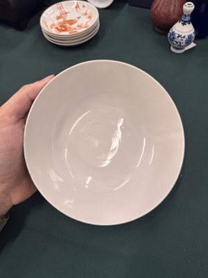 Lot 567 - FOUR CHINESE BLUE-GROUND 'DRAGON' BOWLS
