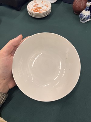 Lot 567 - FOUR CHINESE BLUE-GROUND 'DRAGON' BOWLS