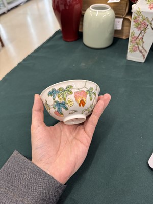 Lot 931 - A CHINESE FAMILLE-ROSE 'BITTER MELON' BOWL