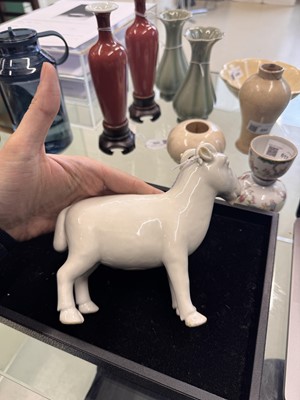 Lot 476 - A Chinese white-glazed figure of a ram, Qing dynasty, Qianlong period