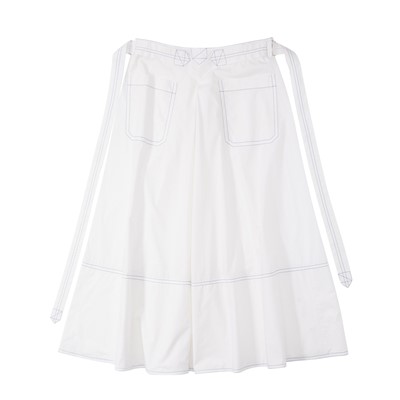 Lot 646 - Marni White Poplin Belted Midi Skirt - Size 42