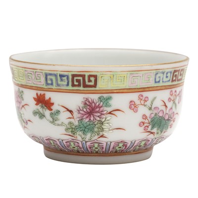 Lot 613 - A Chinese famille-rose 'butterflies and blossoms' cup, 20th century, Guangxu mark